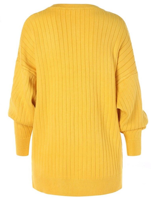 Plain Round Neck Mid-Length Knitwear