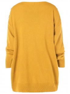 Casual Button decoration Long Sleeve Knitwear