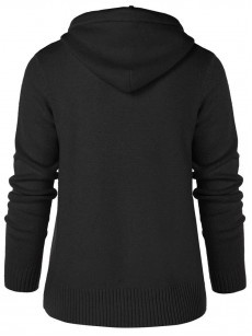 Plain Lace Up Hooded Knitwear