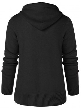 Plain Lace Up Hooded Knitwear