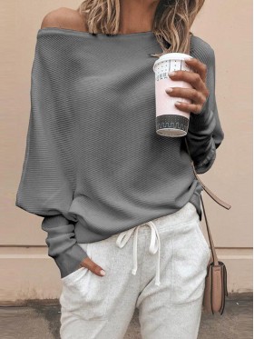 Leisure Pure Color Long Sleeve Knitwear