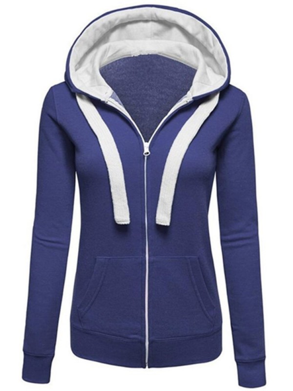 Zipper Contrast Pocket Hoodie