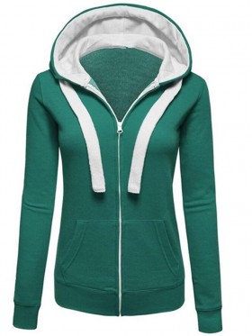 Zipper Contrast Pocket Hoodie