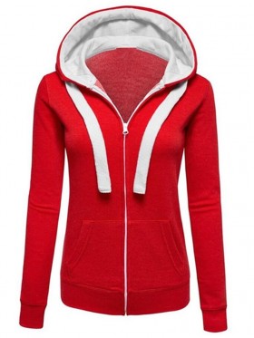 Zipper Contrast Pocket Hoodie