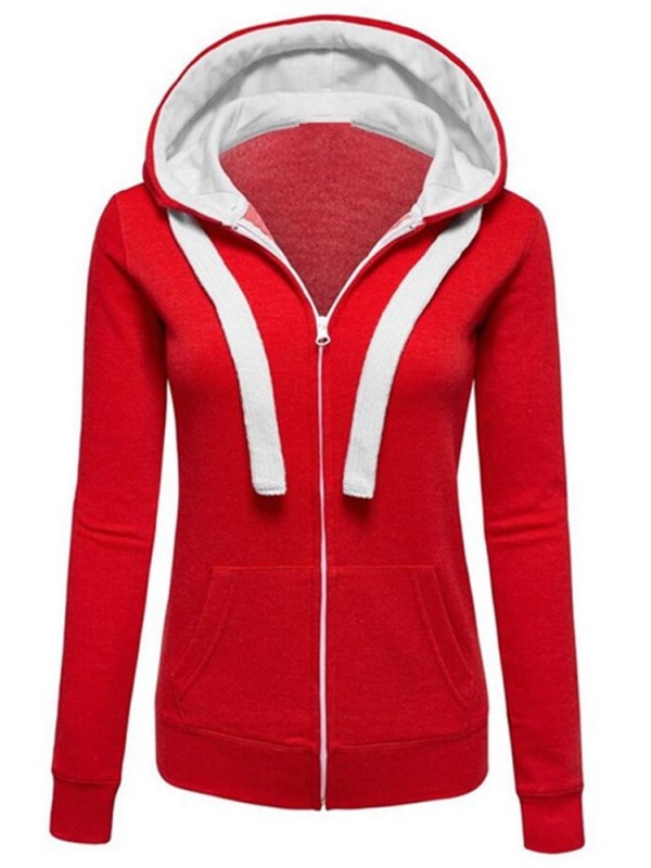 Zipper Contrast Pocket Hoodie