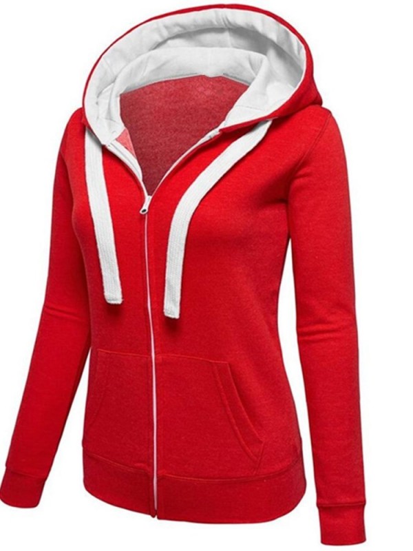 Zipper Contrast Pocket Hoodie