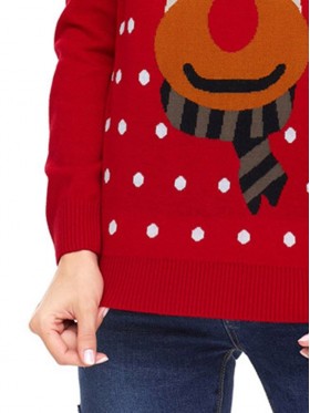 Micro-Elastic Animal Long Sleeve Round Neck Knitwear