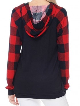 Plaid Elk Print Loose Hoodie