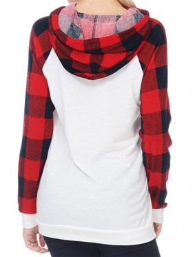 Plaid Elk Print Loose Hoodie