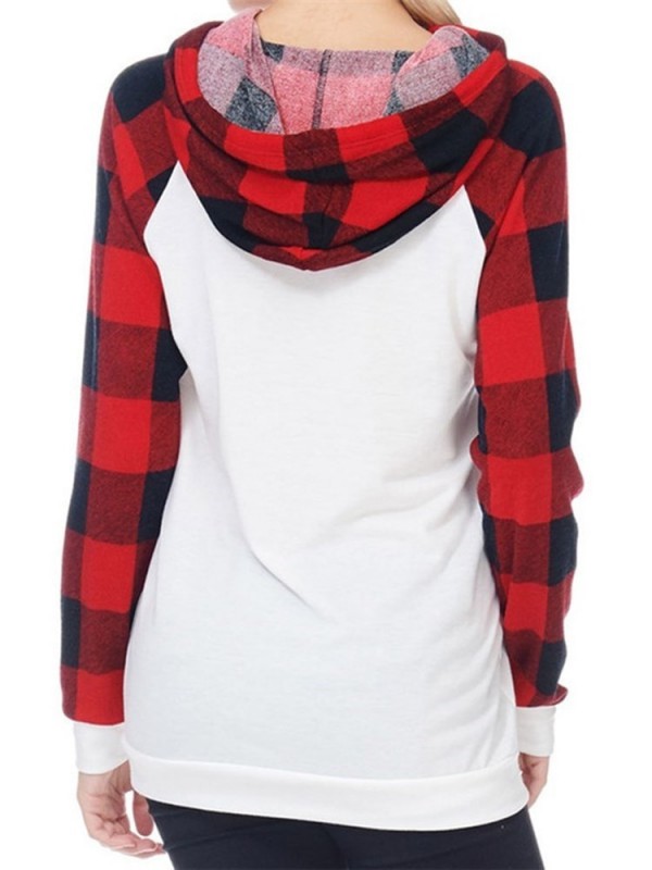 Plaid Elk Print Loose Hoodie