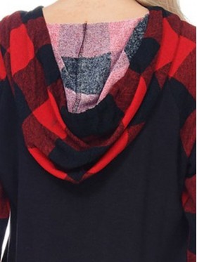 Plaid Elk Print Loose Hoodie