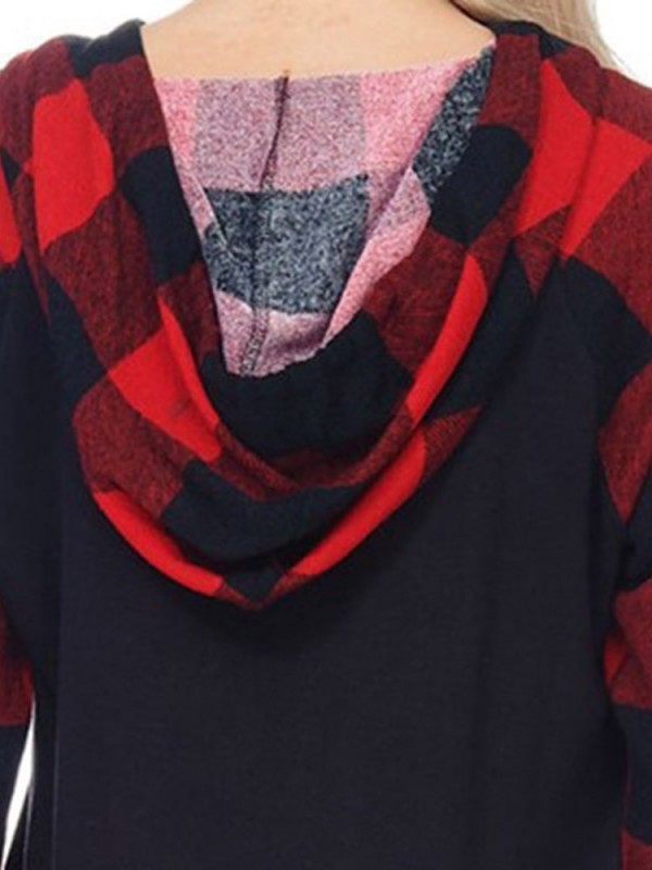 Plaid Elk Print Loose Hoodie