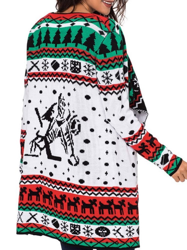 New Christmas Lapel Long Sleeve Cardigan Knitwear