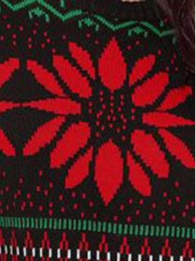 Christmas Element Digital Print Round Neck Sweater