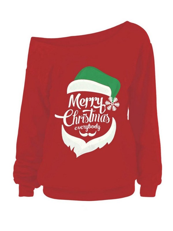 New Christmas Letter Printed Pullover Hoodie