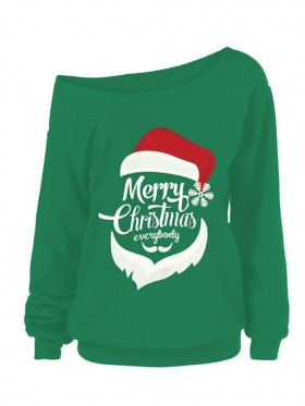 New Christmas Letter Printed Pullover Hoodie