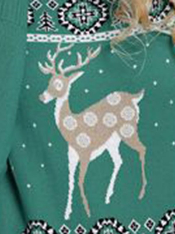 New Christmas Element Print Round Neck Sweater Hoodie