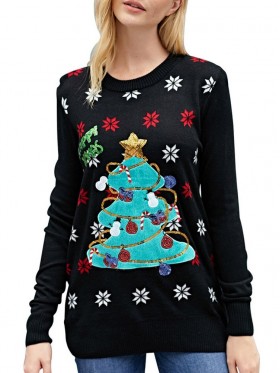 New Round Neck Long Sleeve Christmas Pullover Sweater