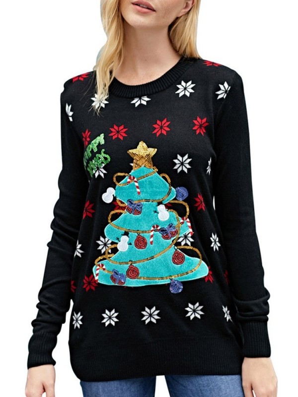 New Round Neck Long Sleeve Christmas Pullover Sweater