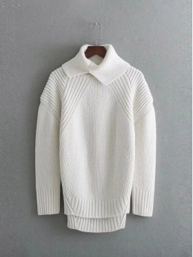 Plain High Collar Women's Knitwear