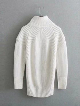 Plain High Collar Women's Knitwear