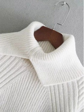 Plain High Collar Women's Knitwear