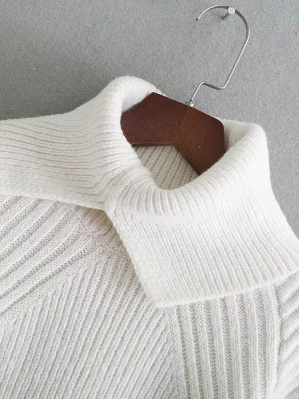 Plain High Collar Women's Knitwear