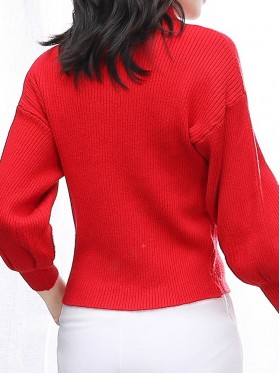 Lantern Sleeve Standard Long Sleeve Sweater