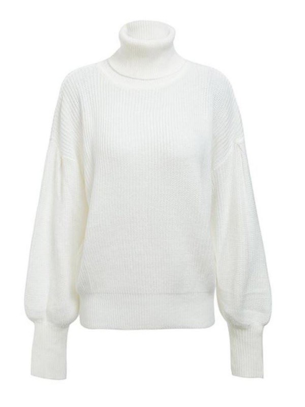 Plain Turtleneck Loose Sweater