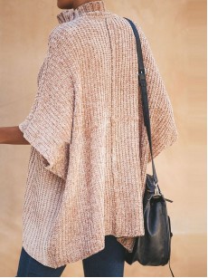 Loose Plain Bat Sleeve Pullover Knitwear