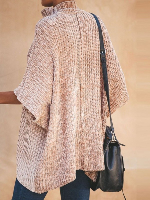 Loose Plain Bat Sleeve Pullover Knitwear