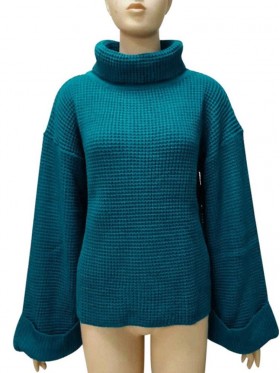 Loose Plain Turtleneck Long Sleeve Pullover Knitwear