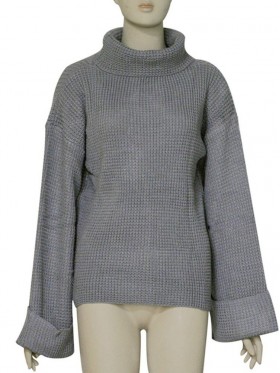 Loose Plain Turtleneck Long Sleeve Pullover Knitwear