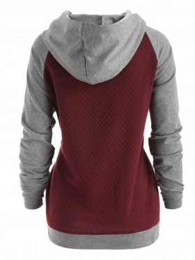 Patchwork Zipper Long Sleeve Women's Hoodie