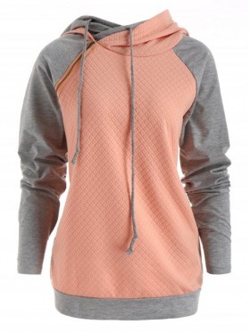 Patchwork Zipper Long Sleeve Women's Hoodie