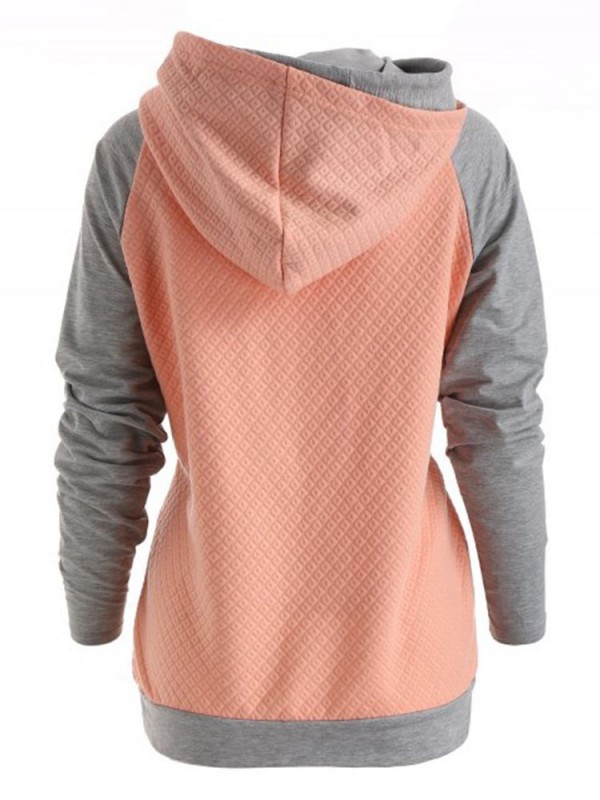 Patchwork Zipper Long Sleeve Women's Hoodie