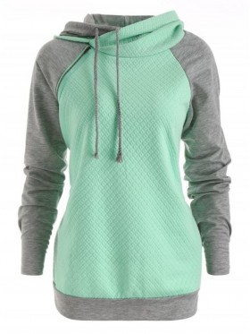 Patchwork Zipper Long Sleeve Women's Hoodie