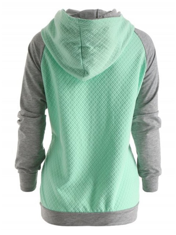 Patchwork Zipper Long Sleeve Women's Hoodie