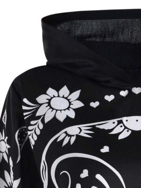 2018 Style Loose Skull Long Sleeve Printed Hoodie