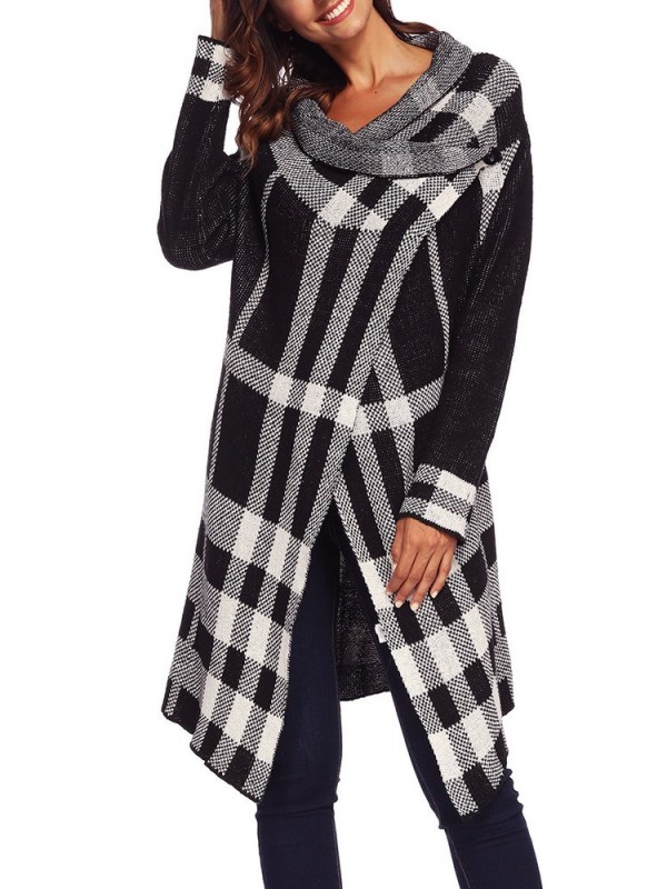 New Irregular Plaid Women's Pullover Knitwear