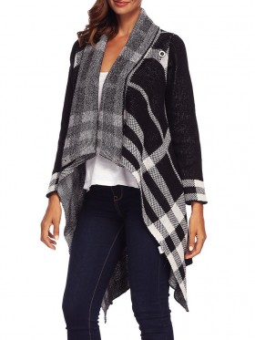 New Irregular Plaid Women's Pullover Knitwear