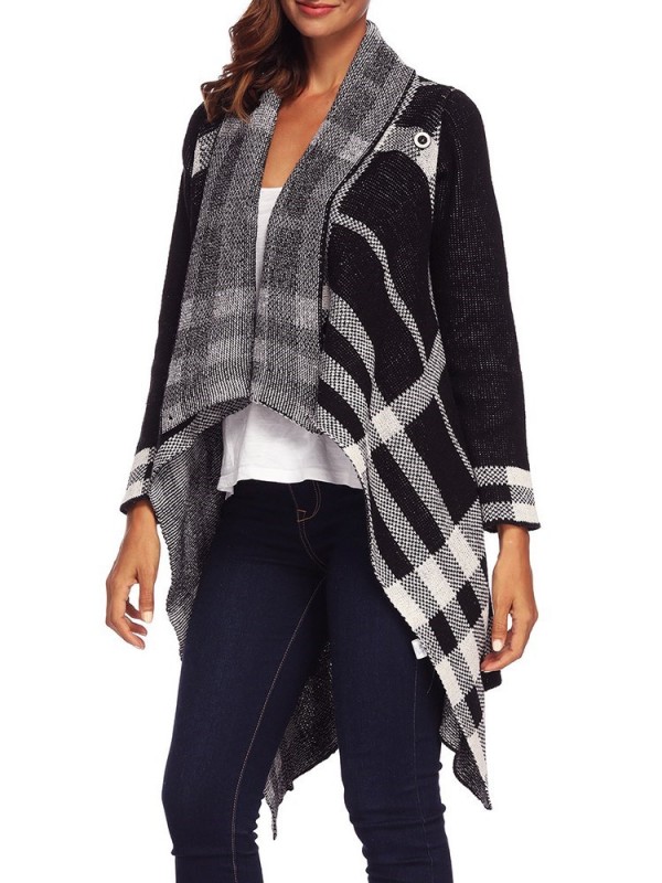 New Irregular Plaid Women's Pullover Knitwear