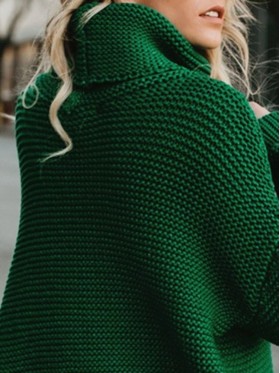 Solid Color Turtleneck Long Sleeve Pullover Knitwear