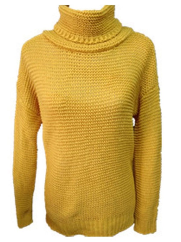 Solid Color Turtleneck Long Sleeve Pullover Knitwear