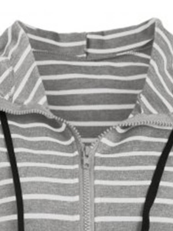 Long Sleeve Patchwork Striped Pullover Hoodie