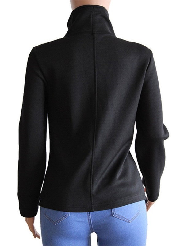 New Diagonal Zipper Long Sleeve Irregular Hoodie